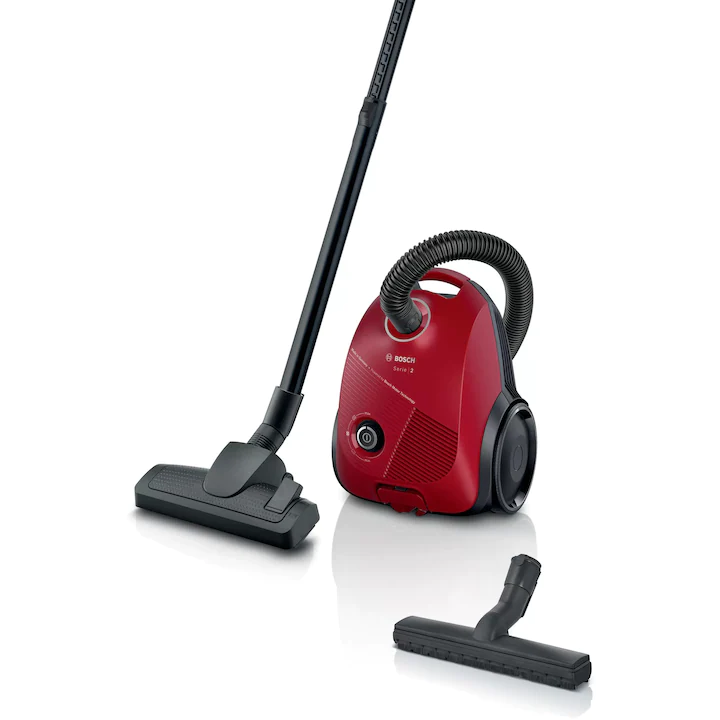 aspirator bosch serie 2, 600W, capacitate sac 3.5L, rosu