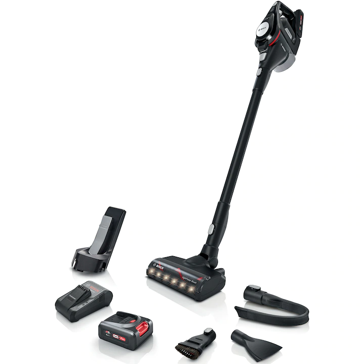 aspirator bosch unlimited serie 8 gen 2, cu autonomie lunga de 65 minute, motor turbospin