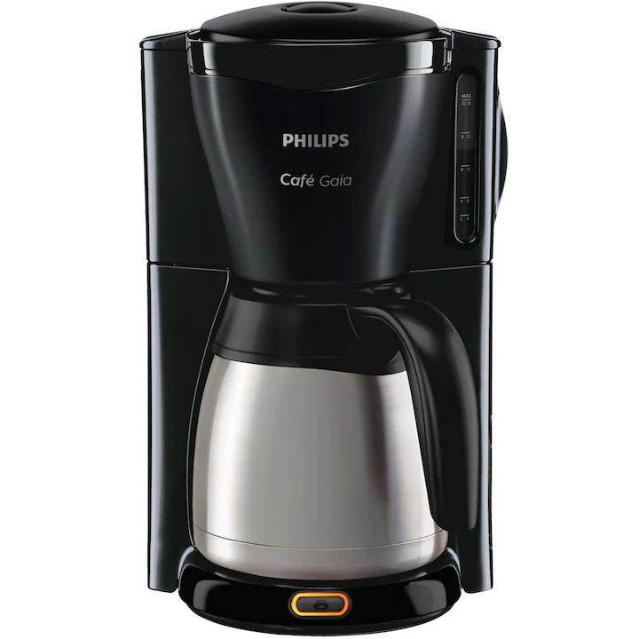 cafetiera Philips, blocare inteligenta a vasului, vas din otel inoxidabil, negru cu argintiu