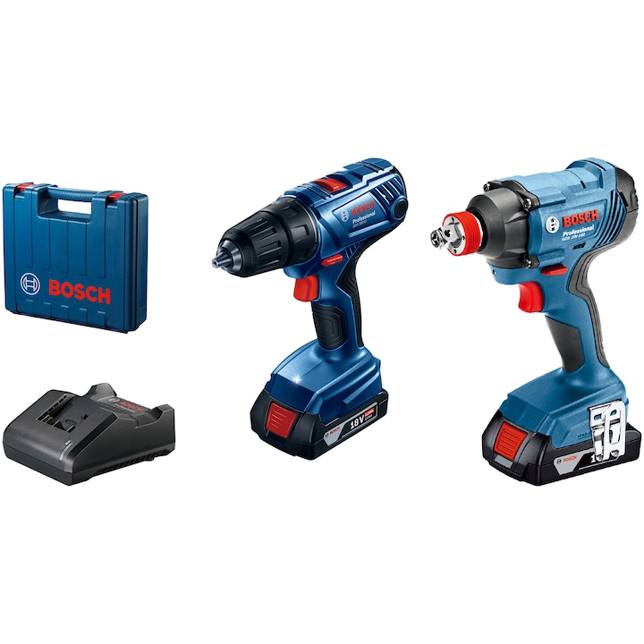 set cu 2 bormasini bosch cu acumulator albastre