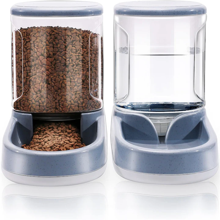 dispenser pentru animale 2 in 1, capacitate mare, flux gravitational