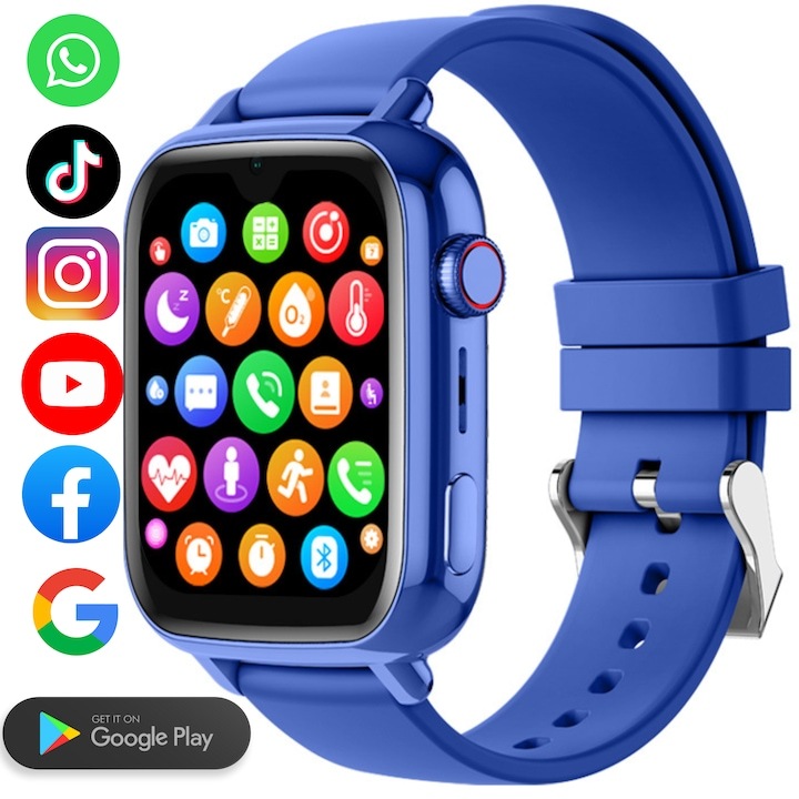 ceas smartwatch copii albastru cu internet
