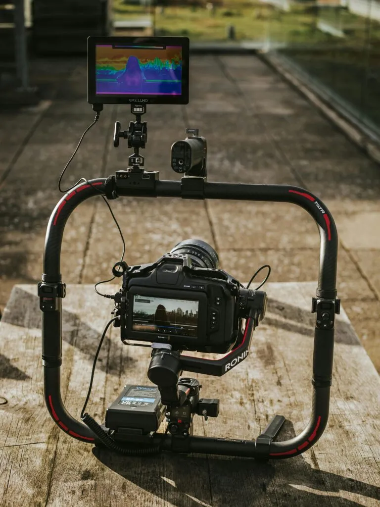 High-quality camera rig with thermovision outdoors in London