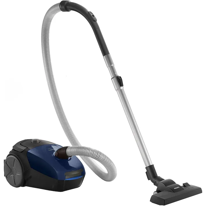 aspirator cu sac Philips PowerGo albastru silentios cu tub telescopic